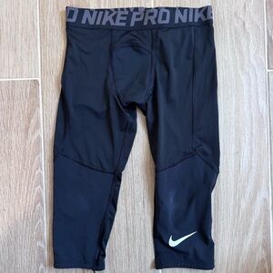Nike Kids Black Leggings with Gray Logo